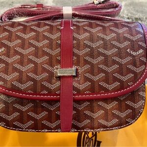 Goyard Designer Look Belvedere PM Crossbody Burgundy and Red